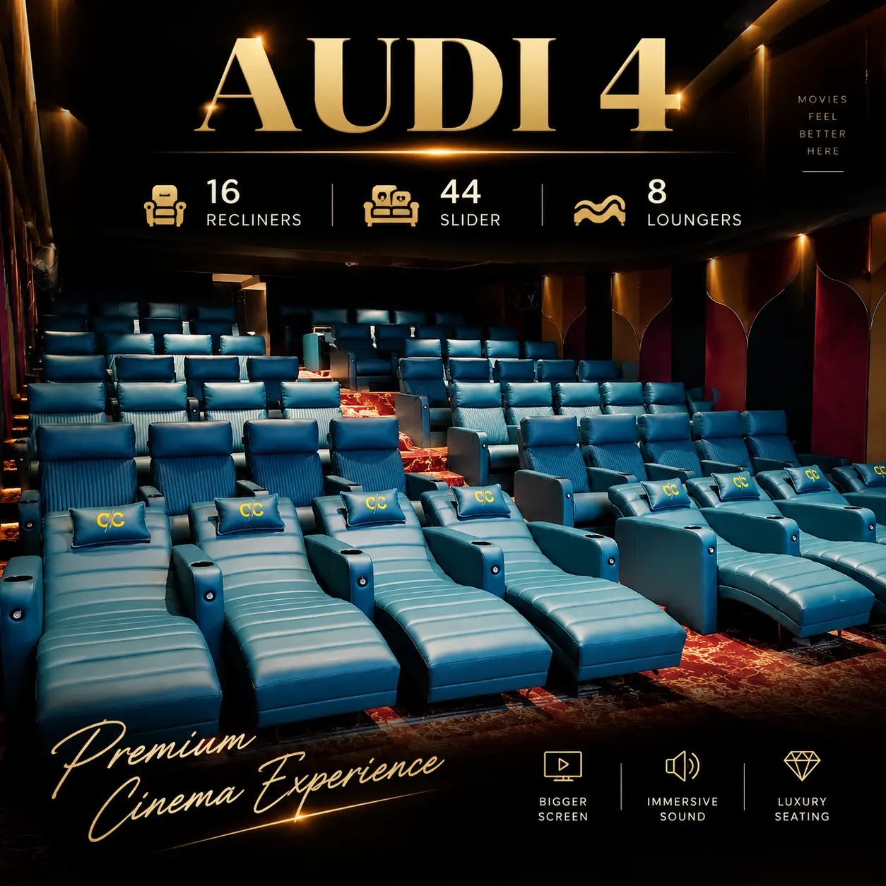 Modern interiors and ambience at Clexa Cinema Ahmedabad